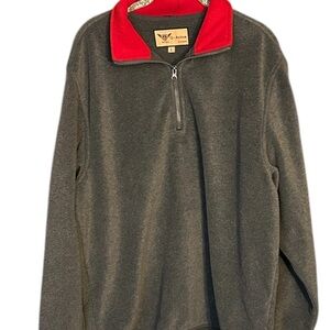 Q Active USA Charcoal and Crimson Zip-Up Fleece Pullover Sweater Size Large